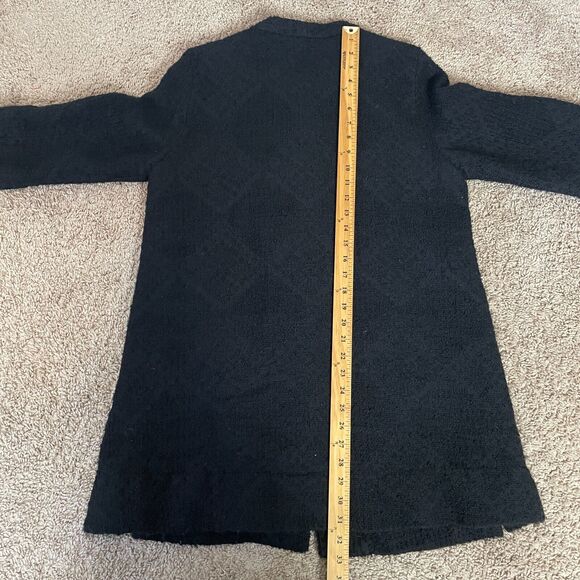 Eileen Fisher Swing Coat Size Large Textured Black Wool Silk Lined 3/4 Sleeve - Picture 13 of 13